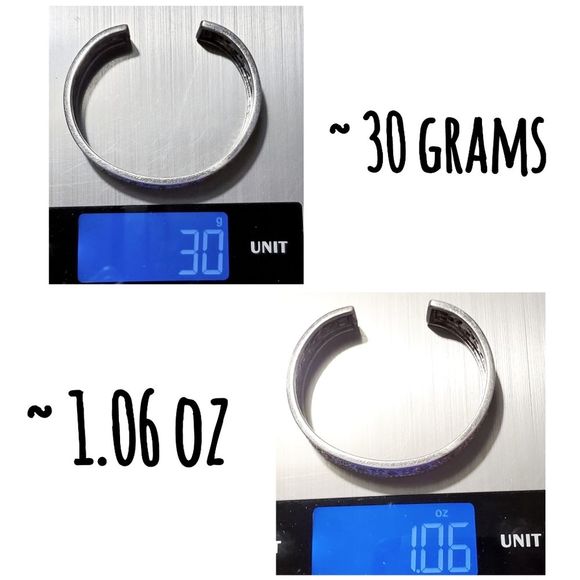 Vintage 925 Sterling Silver Flower embossed Art Deco Cuff Bangle 30 gram - Picture 7 of 13